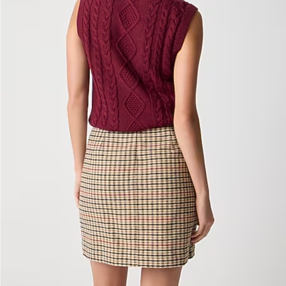 J. Crew Plaid Wool Blend A-Line Mini- Light Khaki Brick Red - Picture 3 of 6